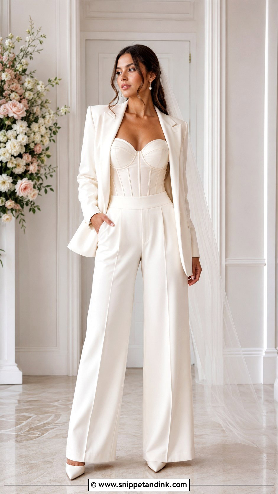 Bridal Pantsuit With Corset Top - Snippet and Ink - 25 Bridal Pantsuit Ideas