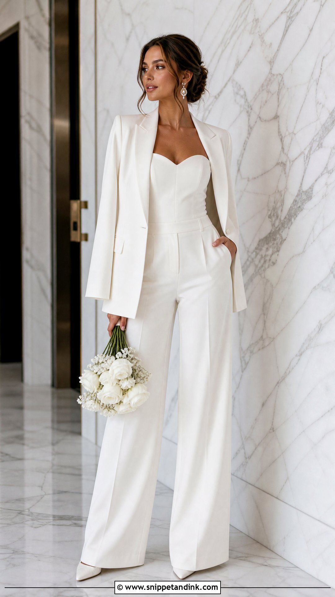 Bridal Pantsuit With Corset Top - Snippet and Ink - 25 Bridal Pantsuit Brides Ideas