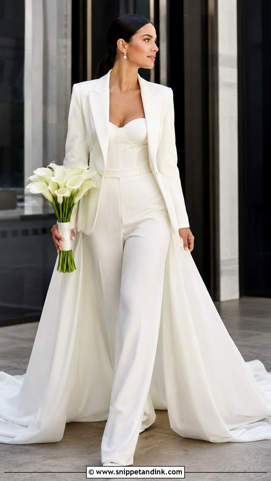 Bridal Pantsuit With Detachable Train - Snippet and Ink - 20 I Said Yes to the Dress Ideas