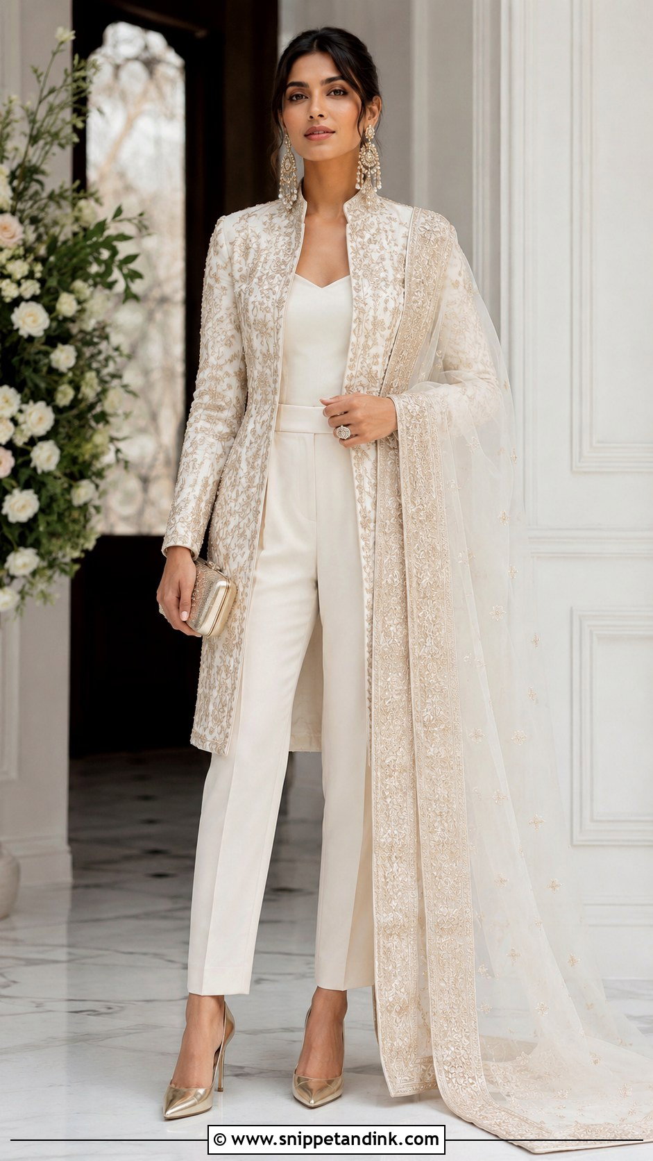 Bridal Pantsuit With Dupatta - Snippet and Ink - 20 Designer Indian Wedding Dresses