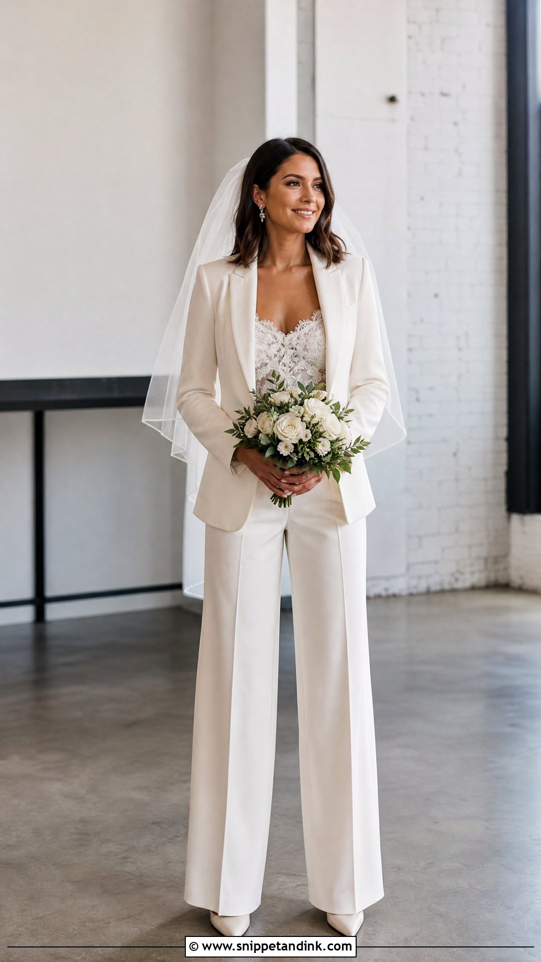 Bridal Pantsuit With Lace Camisole - Snippet and Ink - 20 October Bride Ideas