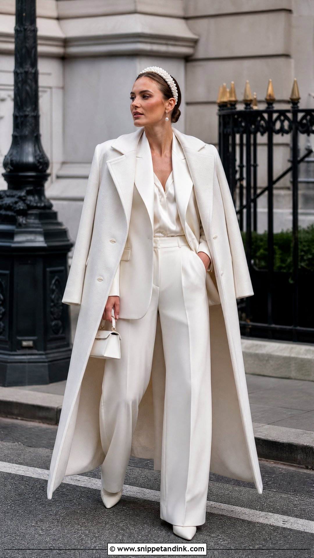 Bridal Pantsuit With Long Coat - Snippet and Ink - 20 Warm Wedding Dress Ideas