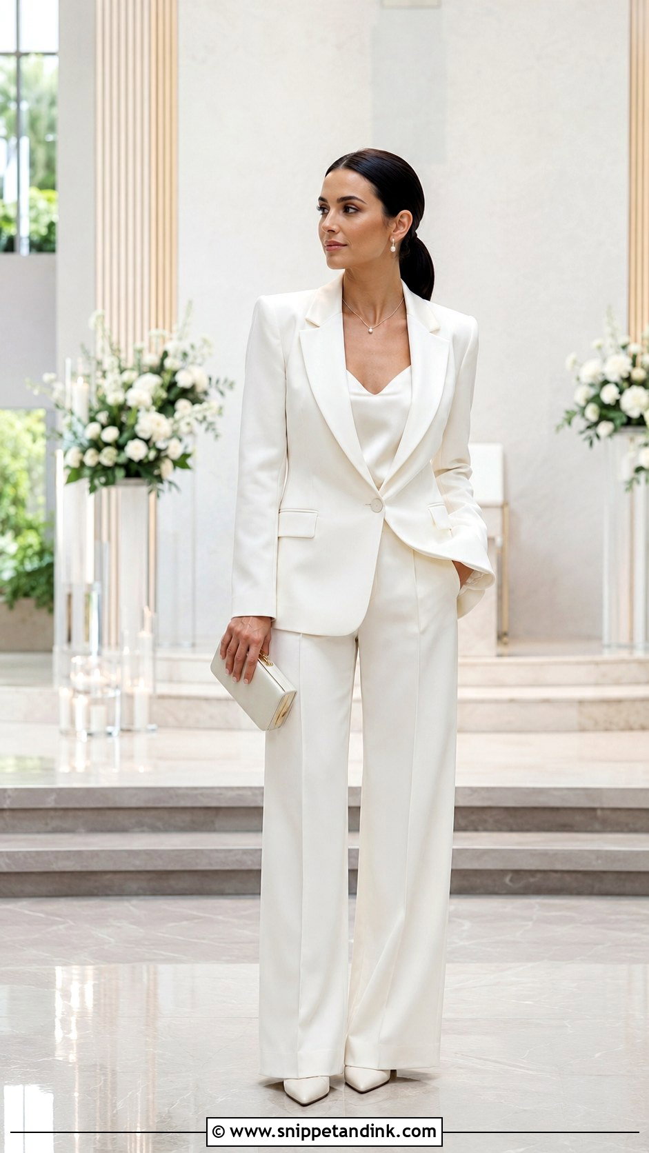 Bridal Pantsuit With Pointed Heels - Snippet and Ink - 20 Carry Bridal Style Ideas