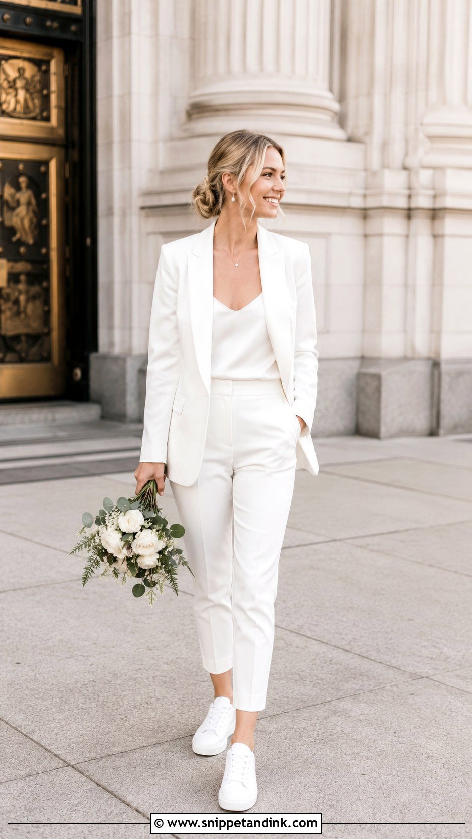 Bridal Pantsuit With Sneakers - Snippet and Ink - 25 Bridal Pantsuit Ideas