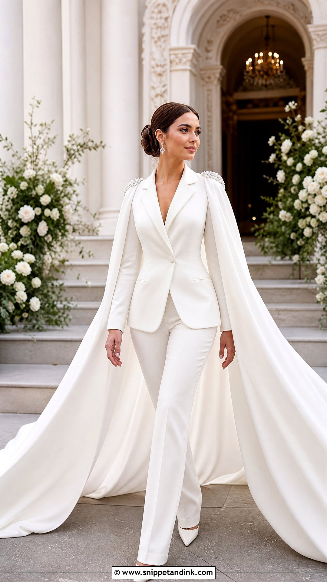Bridal Pantsuit With Train - Snippet and Ink - 20 Pants Wedding Dress Ideas