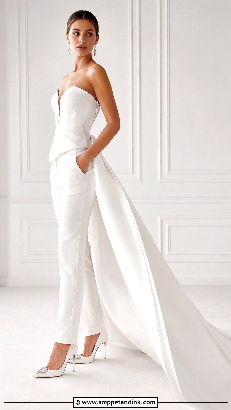 Bridal Pantsuit With Train - Snippet and Ink - 25 Bridal Pantsuit Ideas
