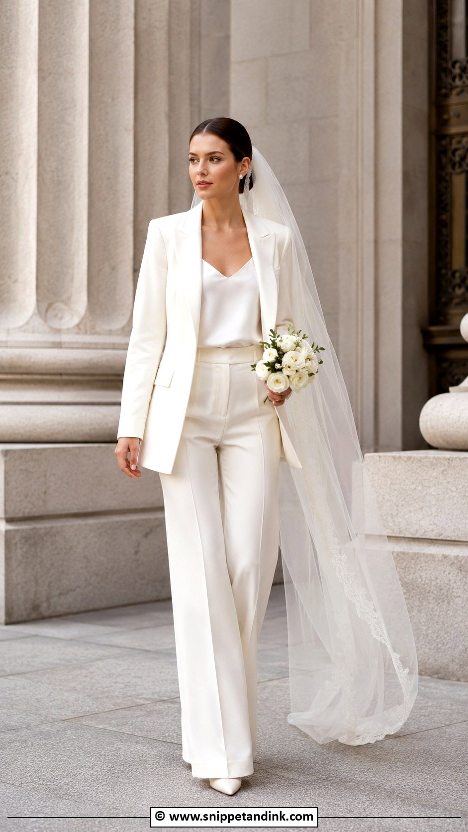 Bridal Pantsuit With Veil - Snippet and Ink - 30 Alt Wedding Dress Ideas
