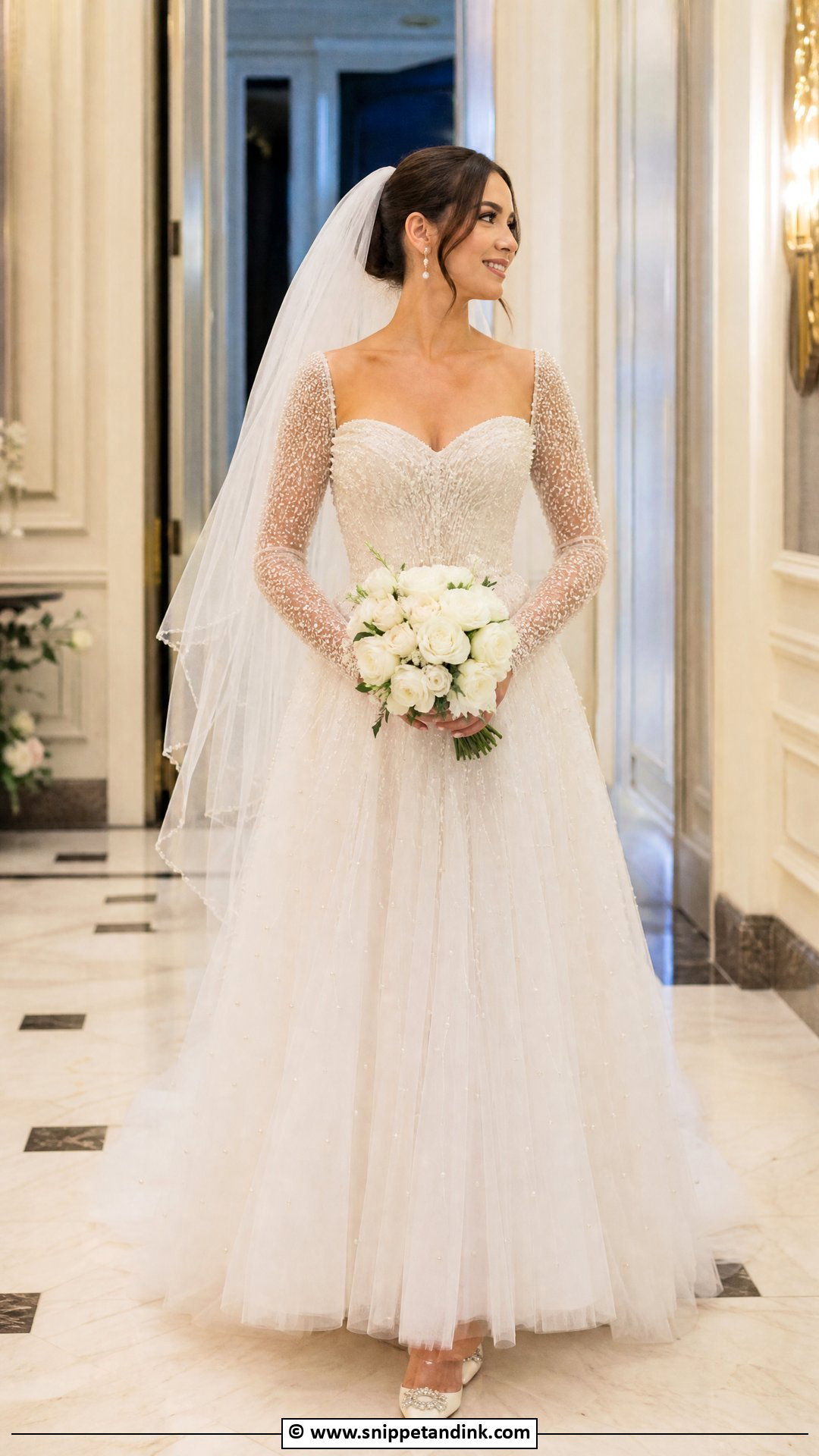 Bridal Pearl Embellished Dress Outfit - Snippet and Ink - 35 Bridal Outfits