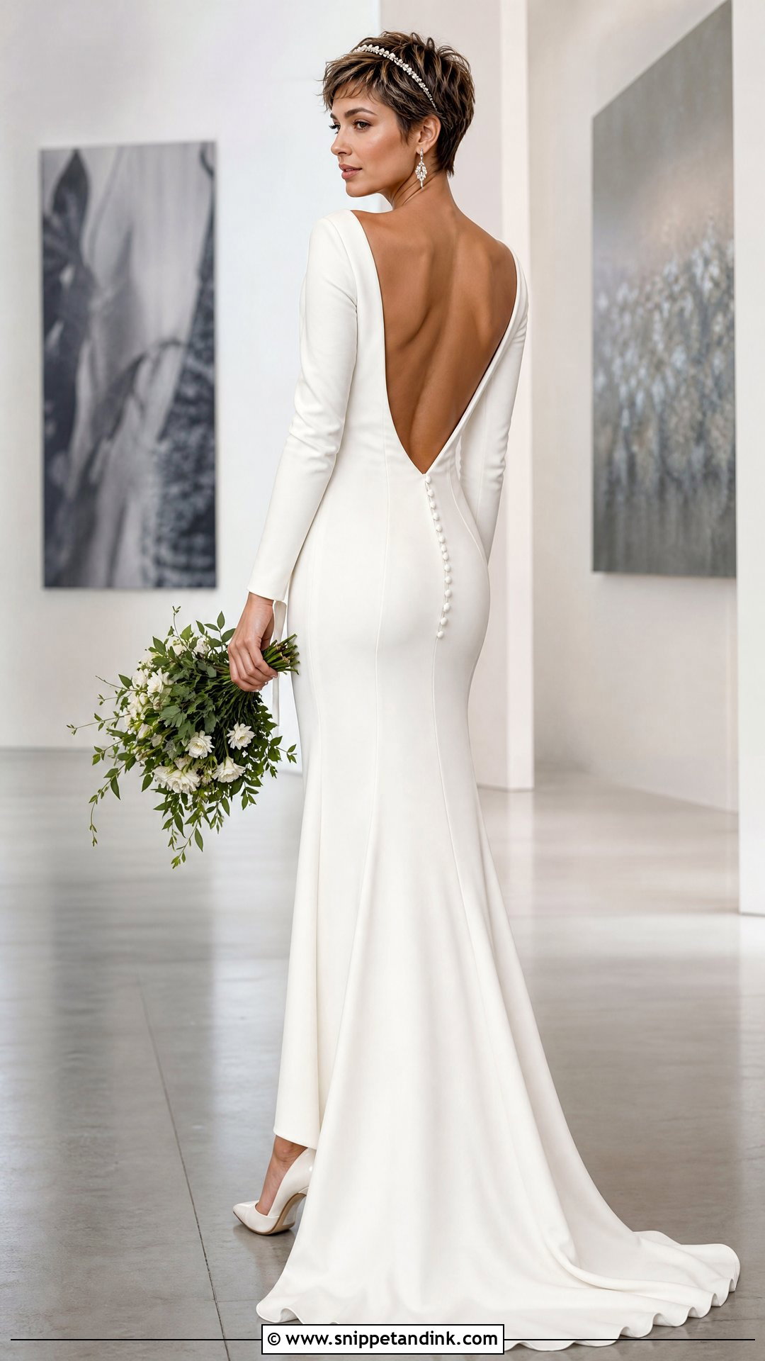 Bridal Pixie Cut For Open Back Wedding Dress - Snippet and Ink - 20 Open Back Wedding Dress Hairstyles