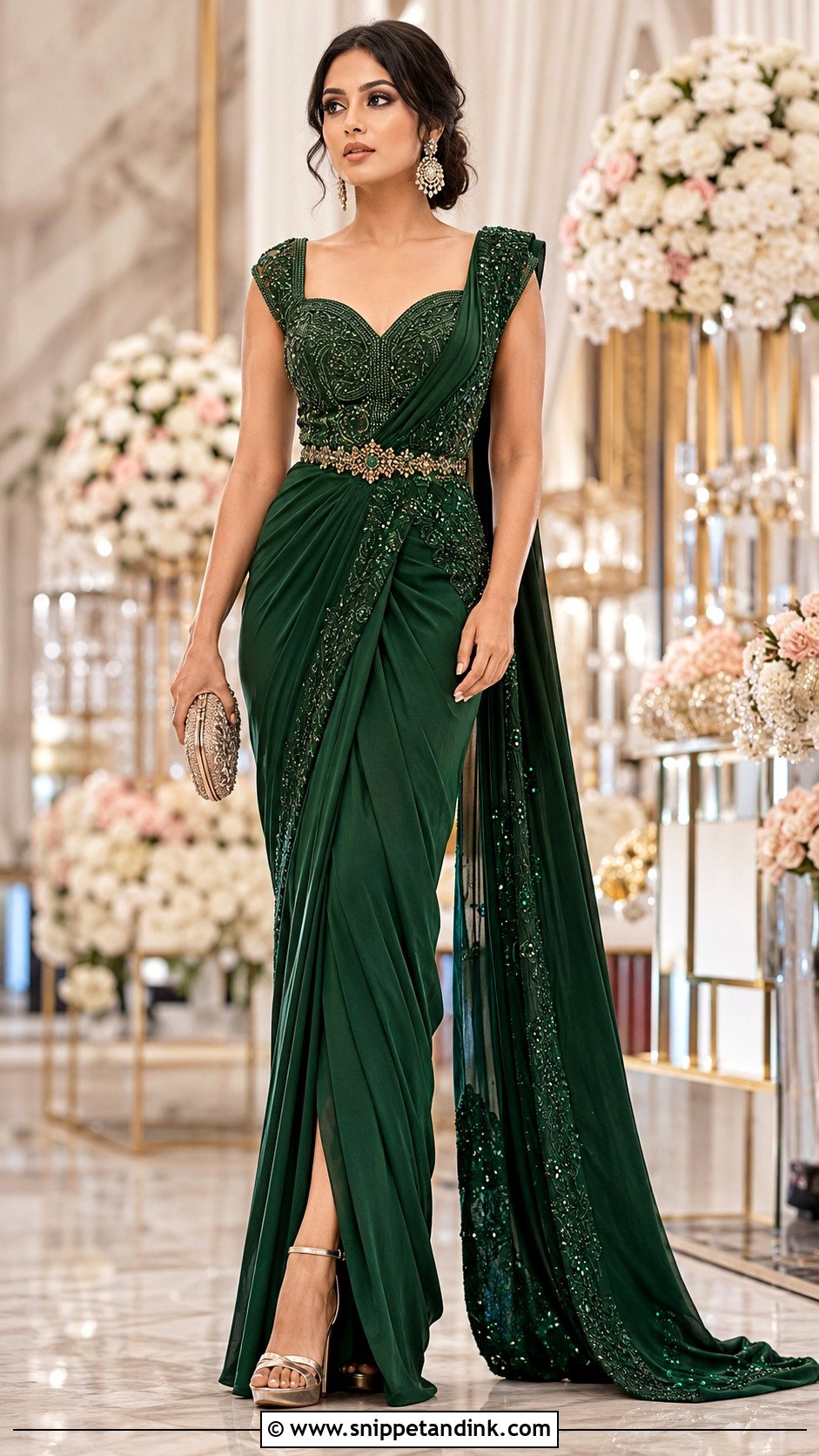 Bridal Pre Draped Saree Gown - Snippet and Ink - 20 Indo Western Bridal Outfits