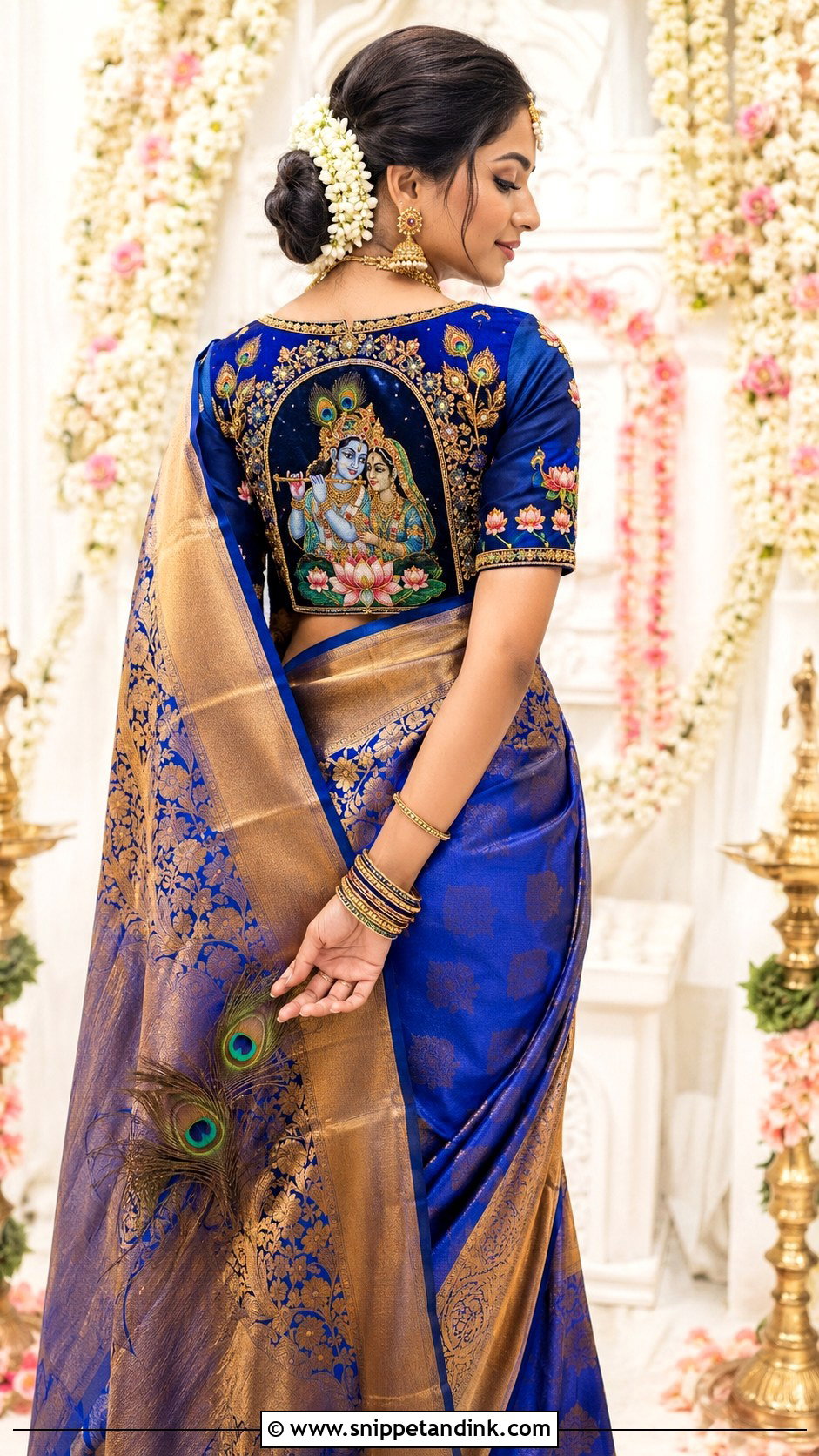 Bridal Radha Krishna Aari Work Blouse Design - Snippet and Ink - 25 Bride Aari Work Blouse Design Ideas
