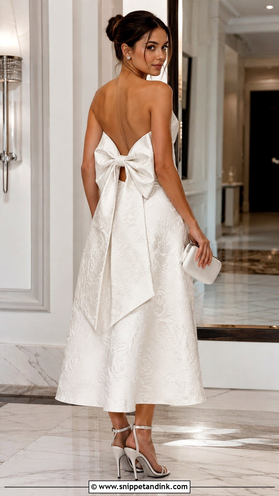 Bridal Rehearsal Dinner Strapless Bow Back Dress - Snippet and Ink - 20 Bridal Rehearsal Dinner Dress Ideas