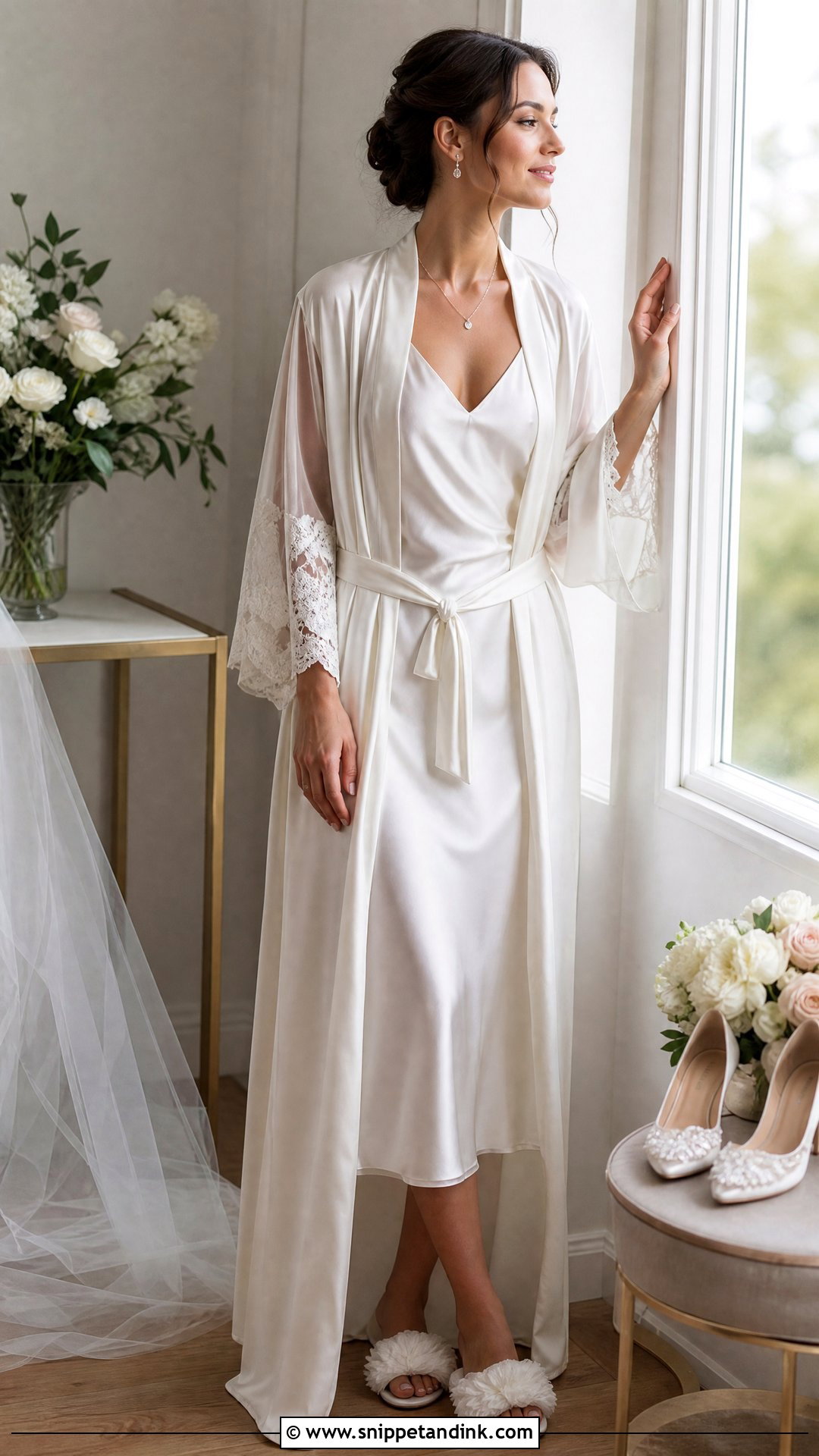 Bridal Robe And Slip Dress Outfit - Snippet and Ink - 25 Wedding Robes for Bride Ideas