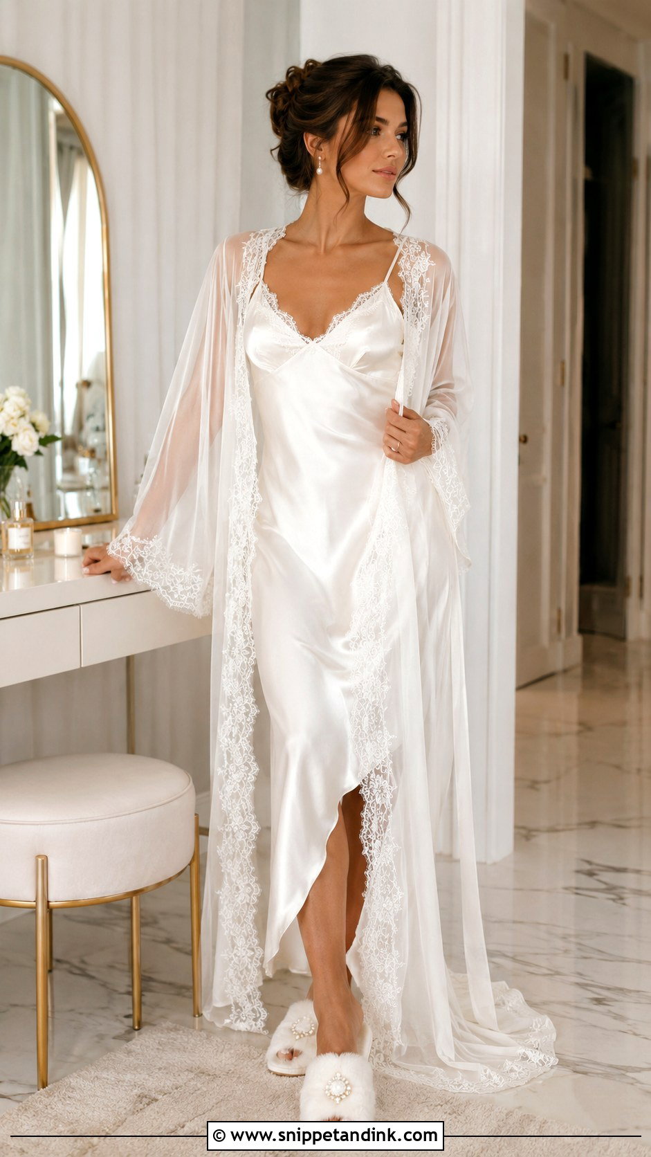Bridal Robe And Slip Dress Outfit - Snippet and Ink - 25 Wedding Morning Outfit Ideas