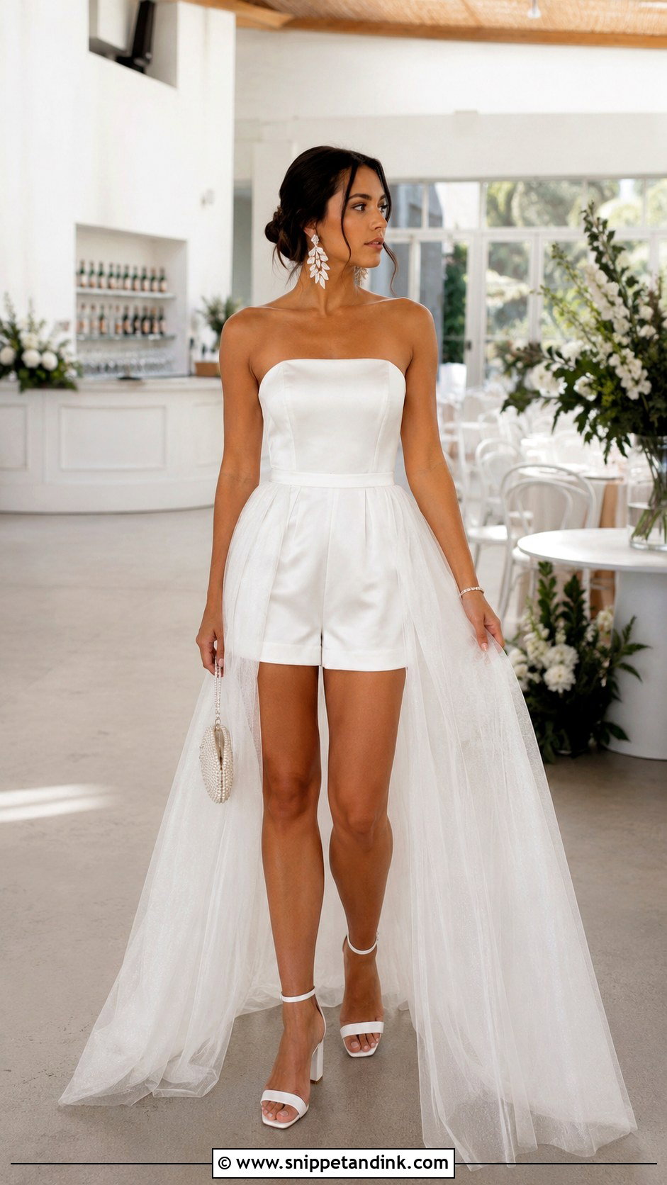 Bridal Romper With Detachable Skirt - Snippet and Ink - 20 Bride Outfit Change Ideas
