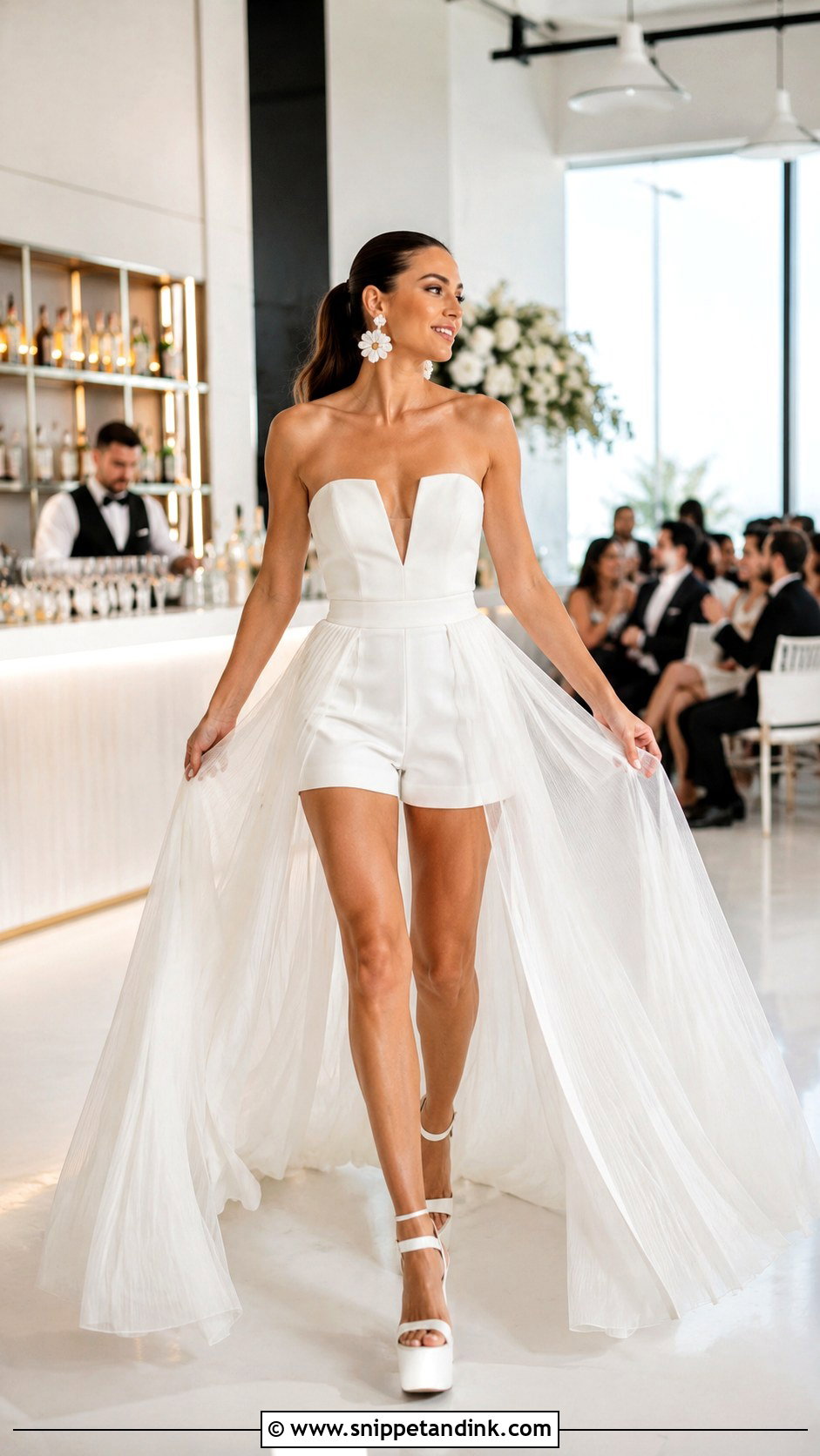 Bridal Romper With Overskirt - Snippet and Ink - 25 Changing Dresses for Brides