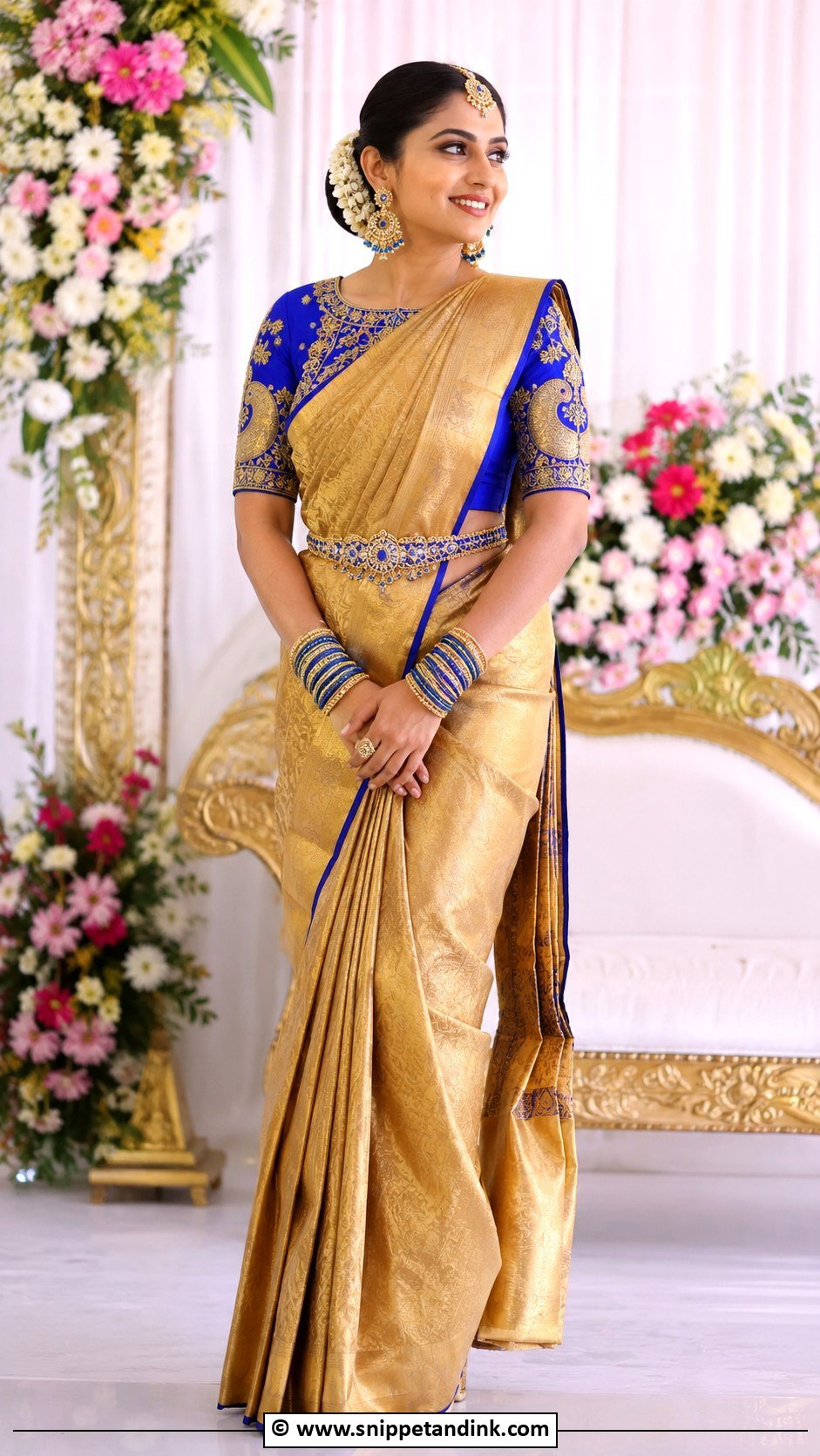 Bridal Royal Blue Aari Work Blouse - Snippet and Ink - 30 Bridal Aari Work Blouse Ideas