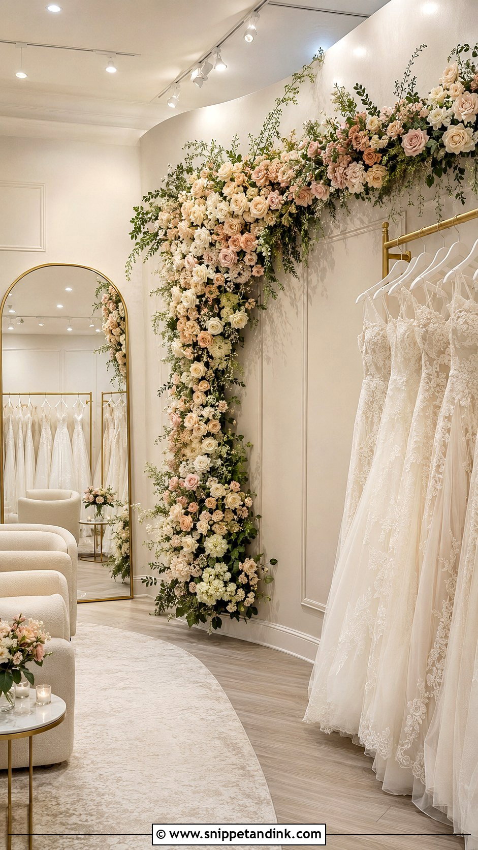 Bridal Salon With A Floral Installation - Snippet and Ink - 20 Bridal Salon Ideas