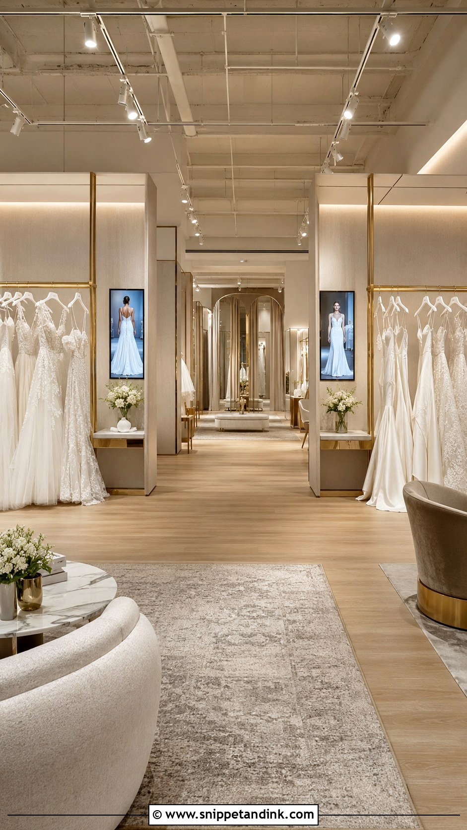 Bridal Salon With Designer Display Zones - Snippet and Ink - 20 Bridal Salon Ideas