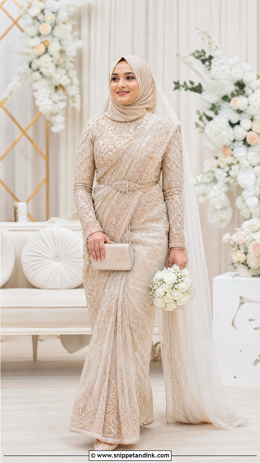 Bridal Saree With Hijab Sri Lankan Bride Outfit - Snippet and Ink - 20 Srilankan Bride Ideas