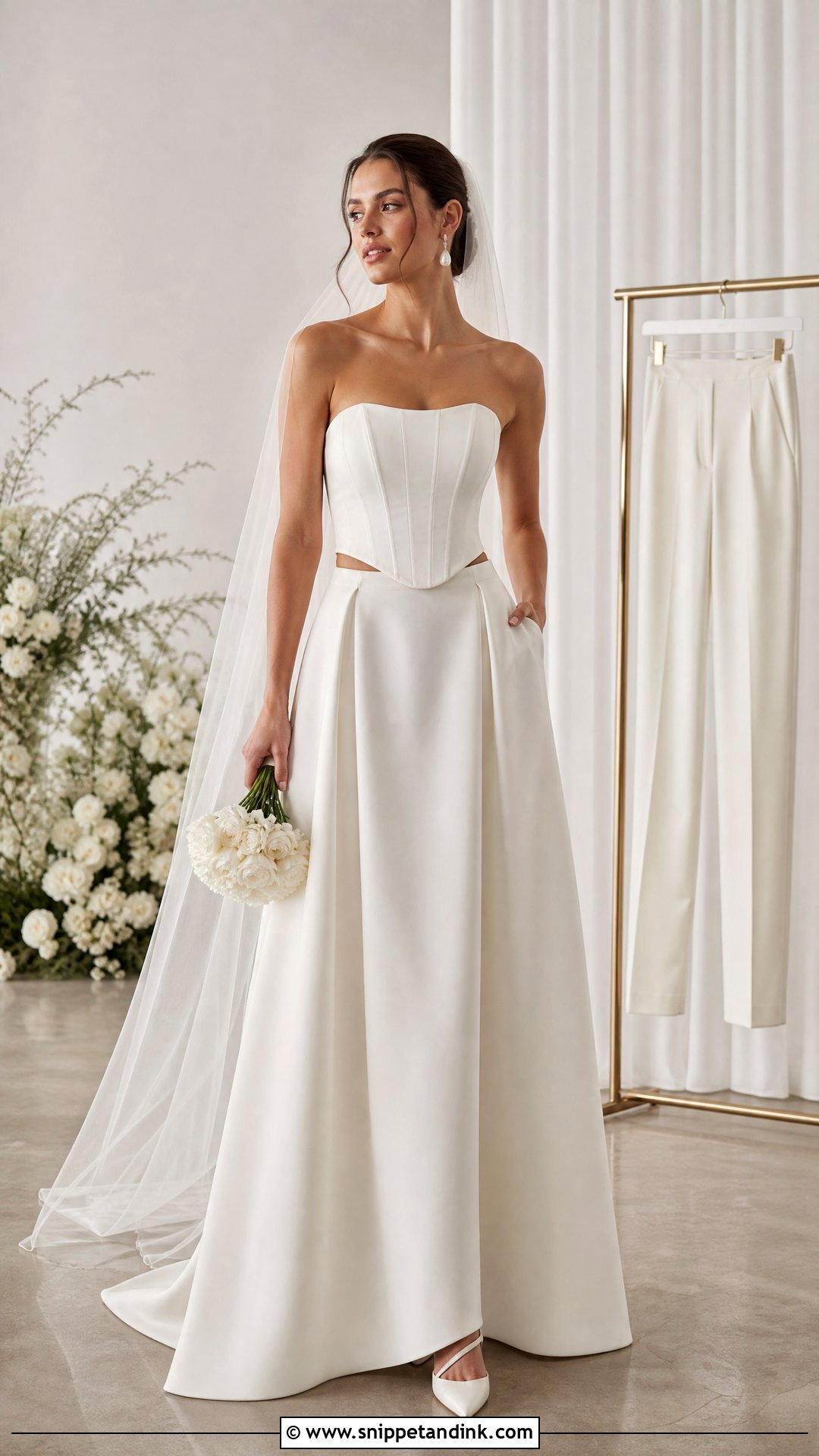 Bridal Separates With Skirt And Trousers - Snippet and Ink - 20 Wedding Dress Transformation Ideas