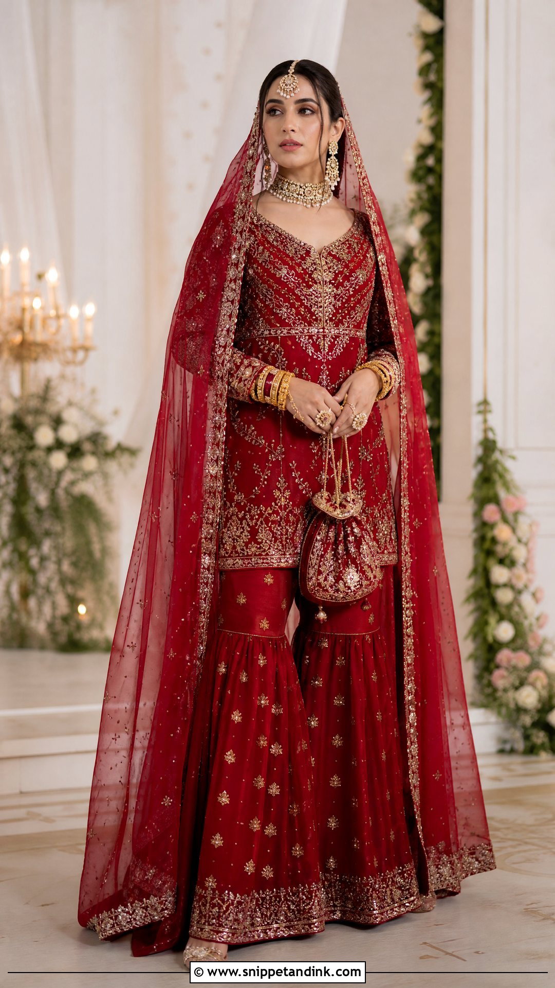 Bridal Sharara With Long Veil - Snippet and Ink - 20 Indian Bridal Photos Wedding Dresses