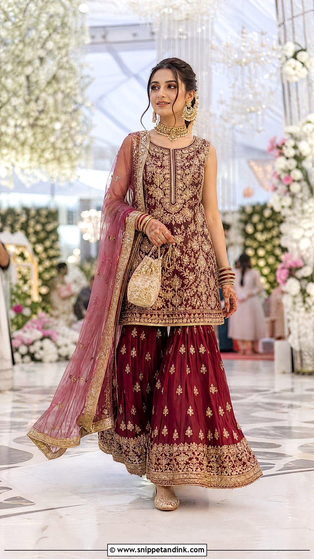 Bridal Sharara With Short Kurti - Snippet and Ink - 25 Hindu Wedding Dress Ideas