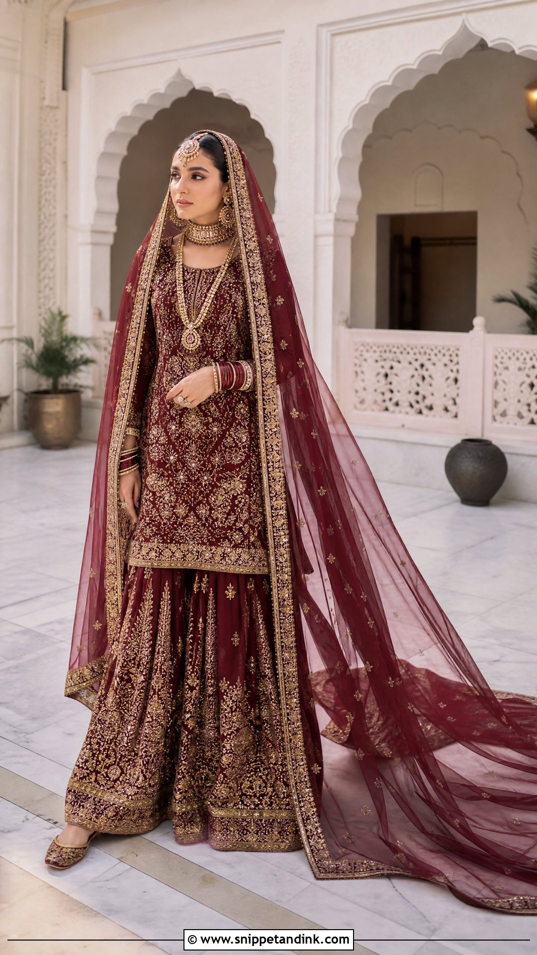 Bridal Sharara With Trail Dupatta - Snippet and Ink - 20 Trail Dupatta Bridal Ideas
