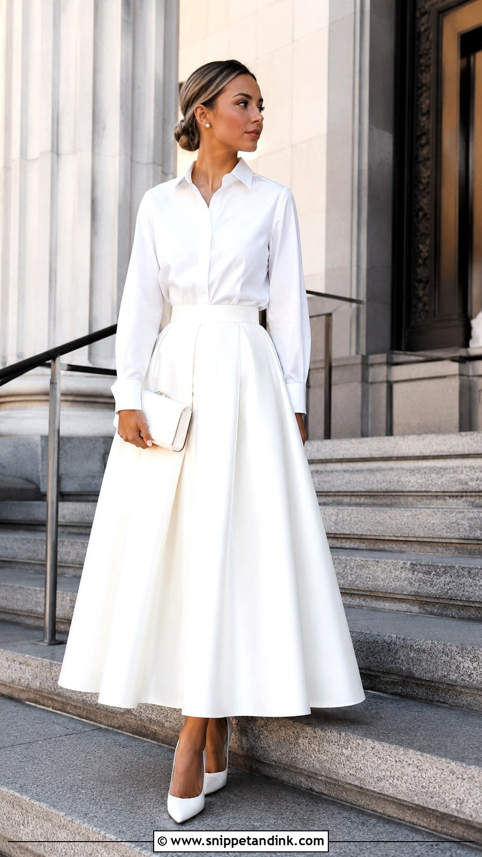 Bridal Shirt and Full Satin Skirt - Snippet and Ink - 20 Bridal Skirt and Top Ideas