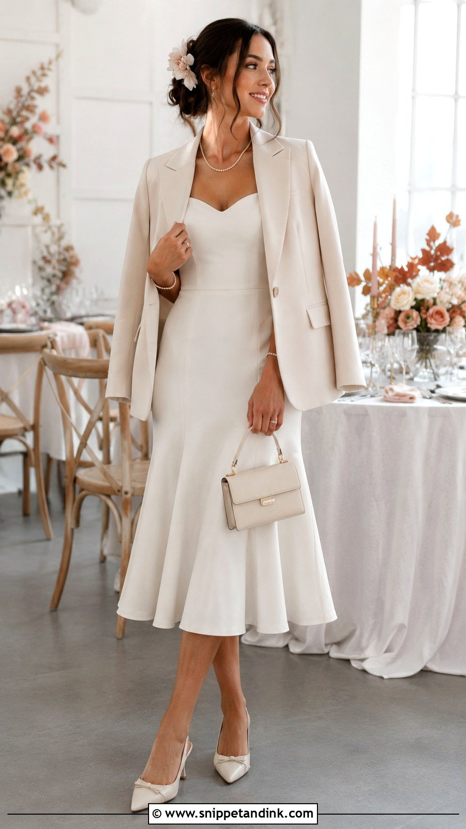 Bridal Shower Dress With Blazer - Snippet and Ink - 20 Fall Bridal Outfits