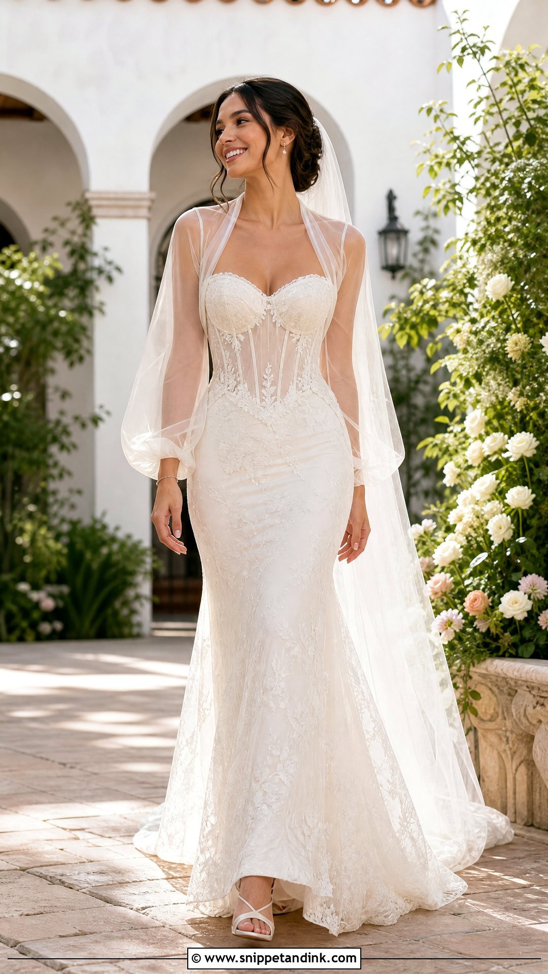 Bridal Shrug Jacket With Corset Gown - Snippet and Ink - 25 Bridal Jacket Ideas