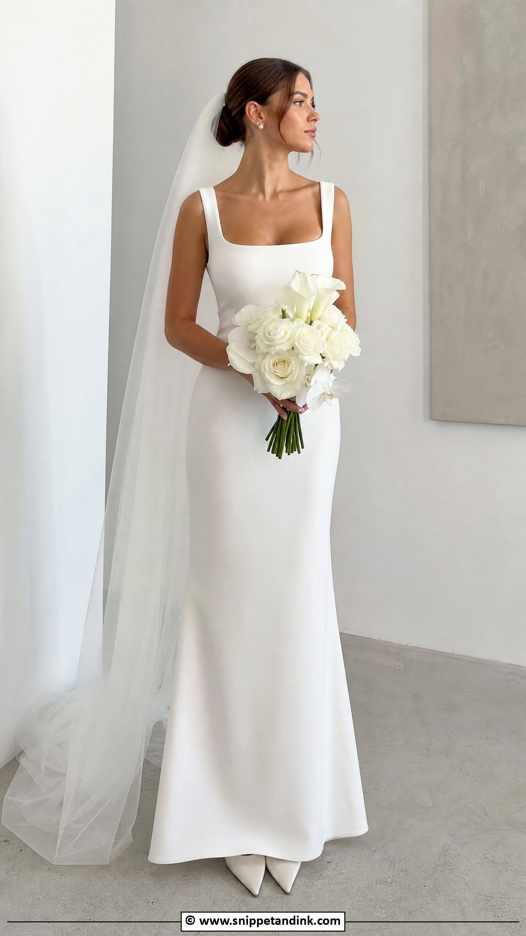 Bridal Simple Crepe Dress Outfit - Snippet and Ink - 35 Bridal Outfits