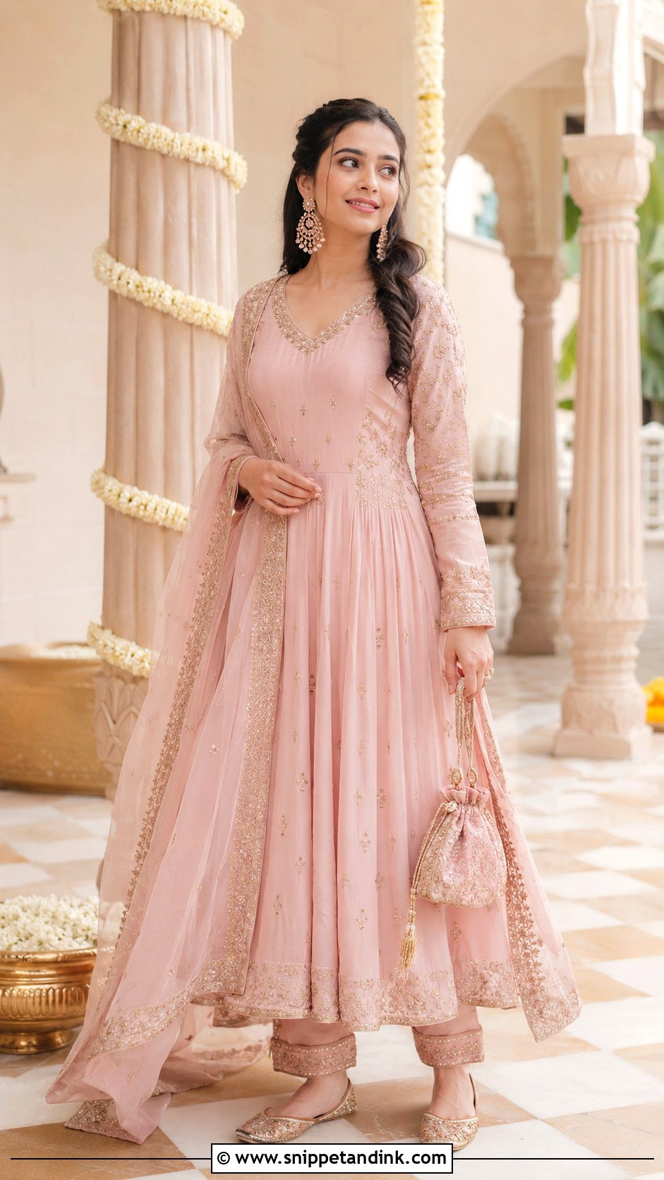 Bridal Sister Blush Pink Anarkali Dress - Snippet and Ink - 20 Bridal Sister Dress Ideas
