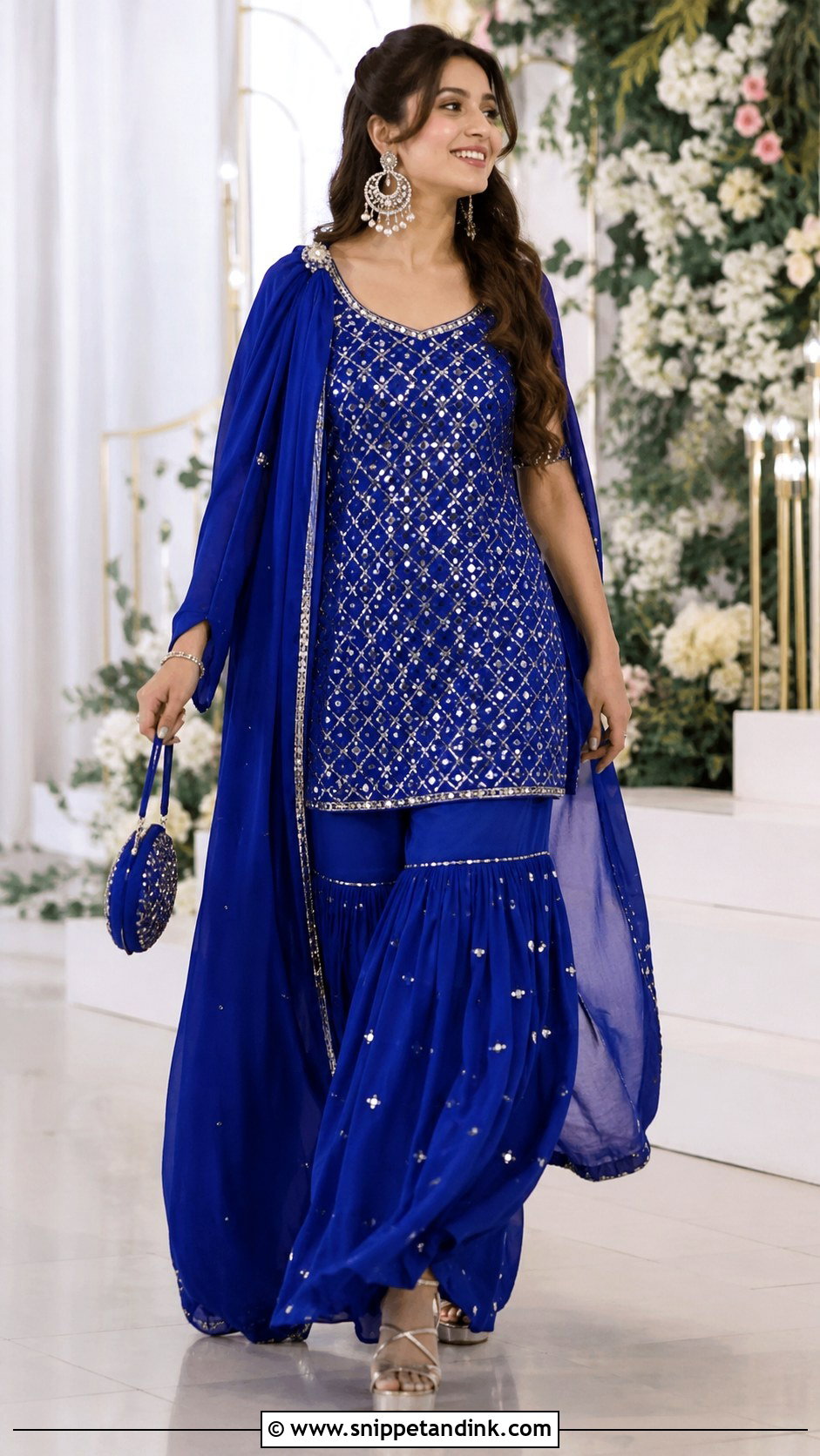 Bridal Sister Cobalt Blue Sharara Set - Snippet and Ink - 20 Bridal Sister Dress Ideas