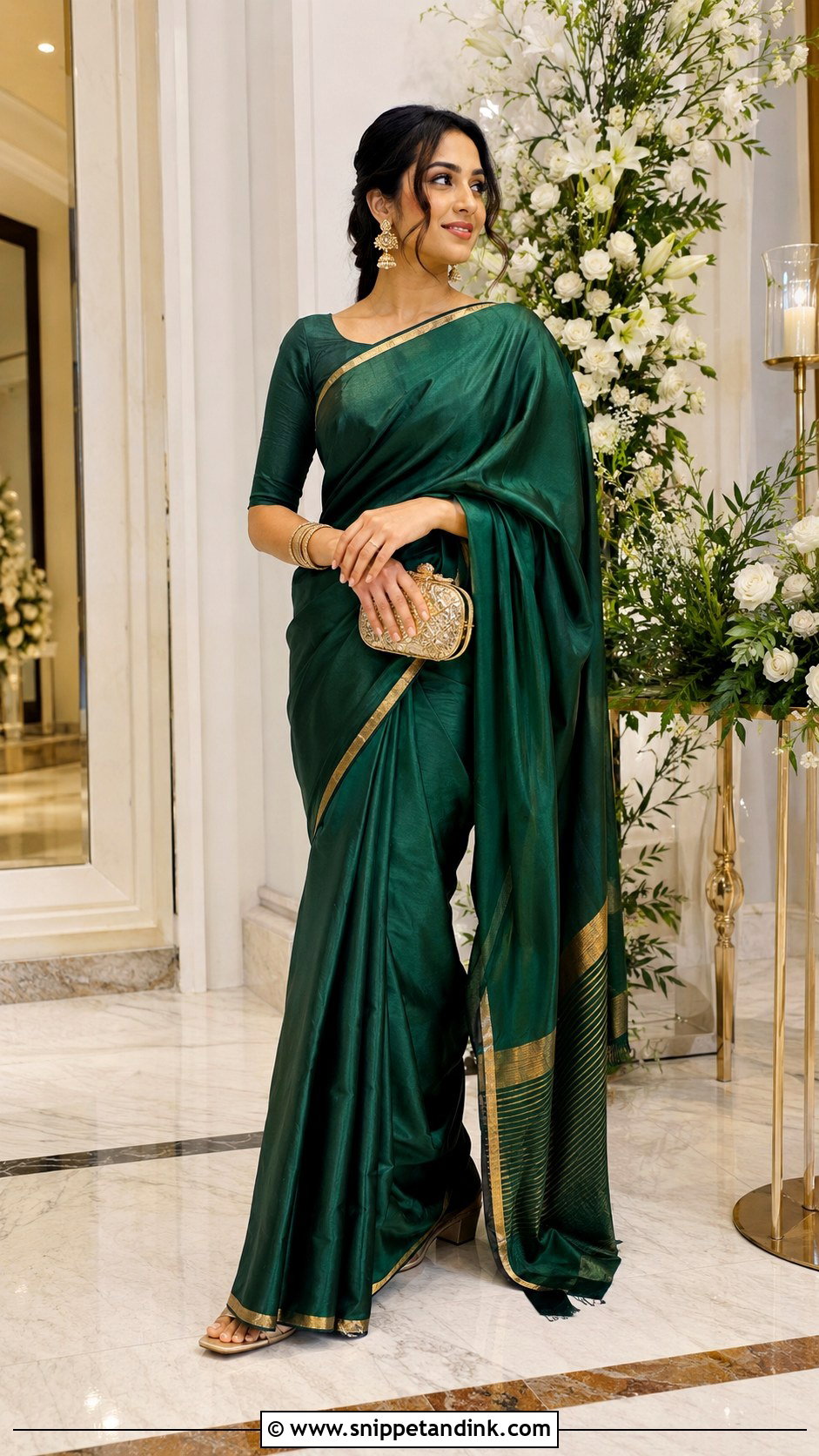 Bridal Sister Emerald Green Saree - Snippet and Ink - 20 Bridal Sister Dress Ideas