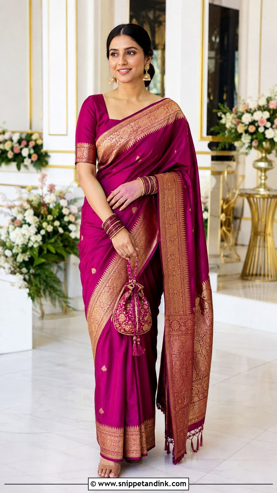 Bridal Sister Magenta Silk Saree - Snippet and Ink - 20 Bridal Sister Dress Ideas