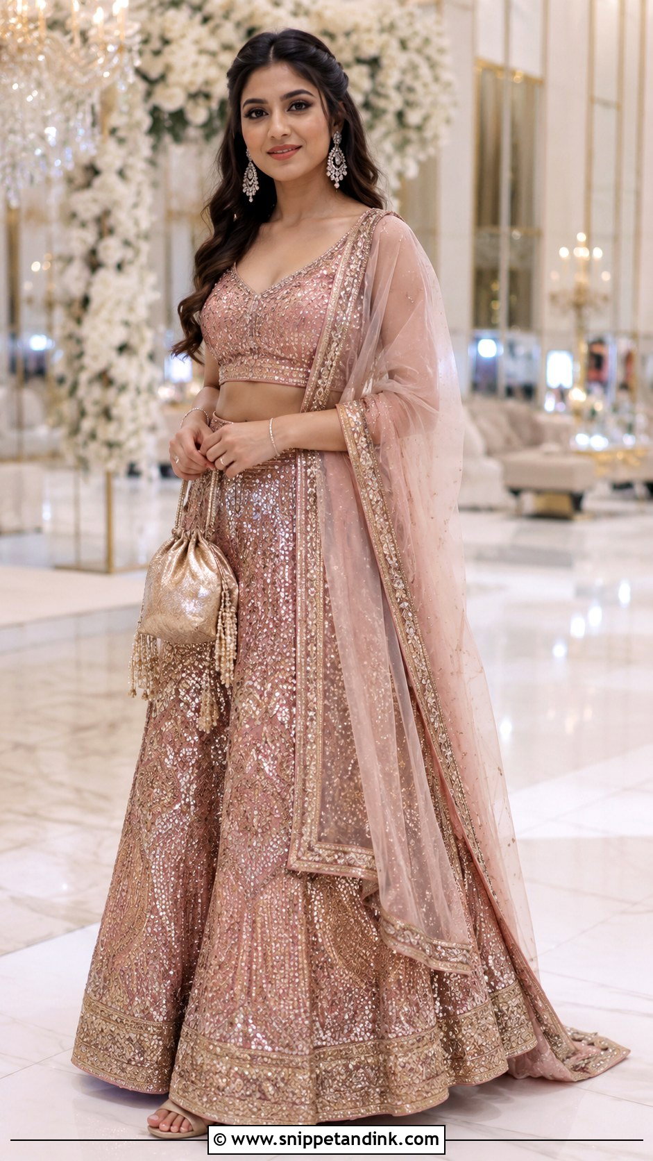 Bridal Sister Rose Gold Lehenga - Snippet and Ink - 20 Bridal Sister Dress Ideas