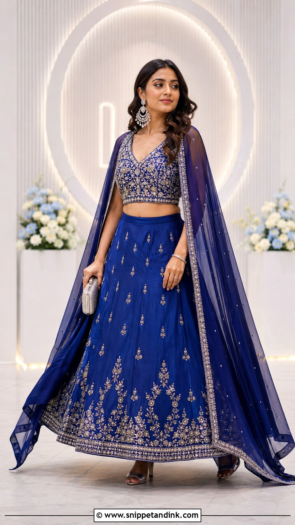 Bridal Sister Royal Blue Cape Lehenga - Snippet and Ink - 20 Bridal Sister Dress Ideas