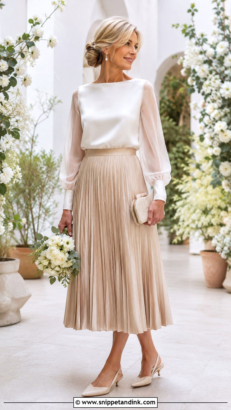 Bridal Skirt And Blouse With Slingback Heels - Snippet and Ink - 20 Casual Wedding Dress for Second Marriage Older Bride Ideas