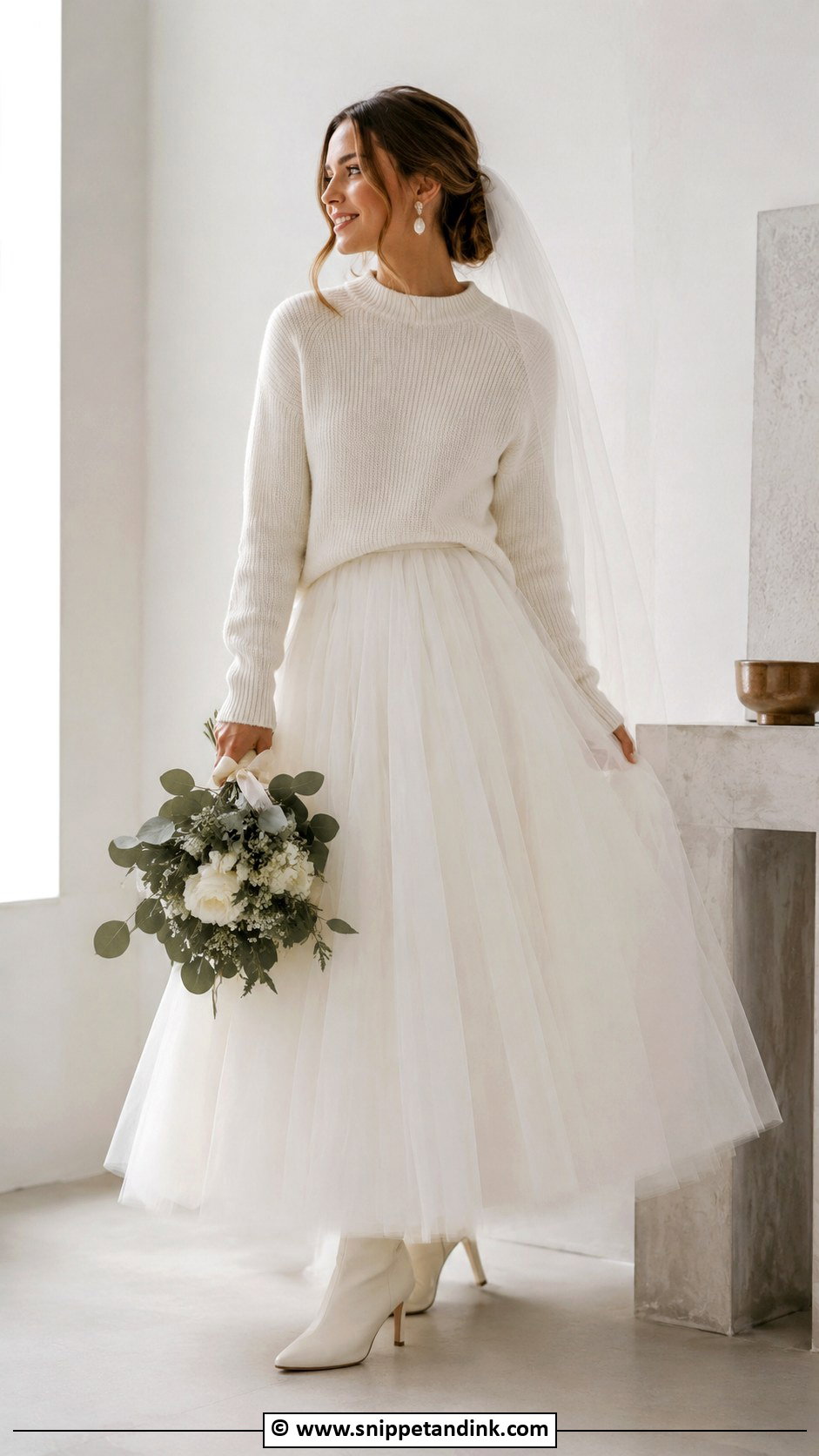 Bridal Skirt And Sweater Outfit - Snippet and Ink - 30 Alt Wedding Dress Ideas