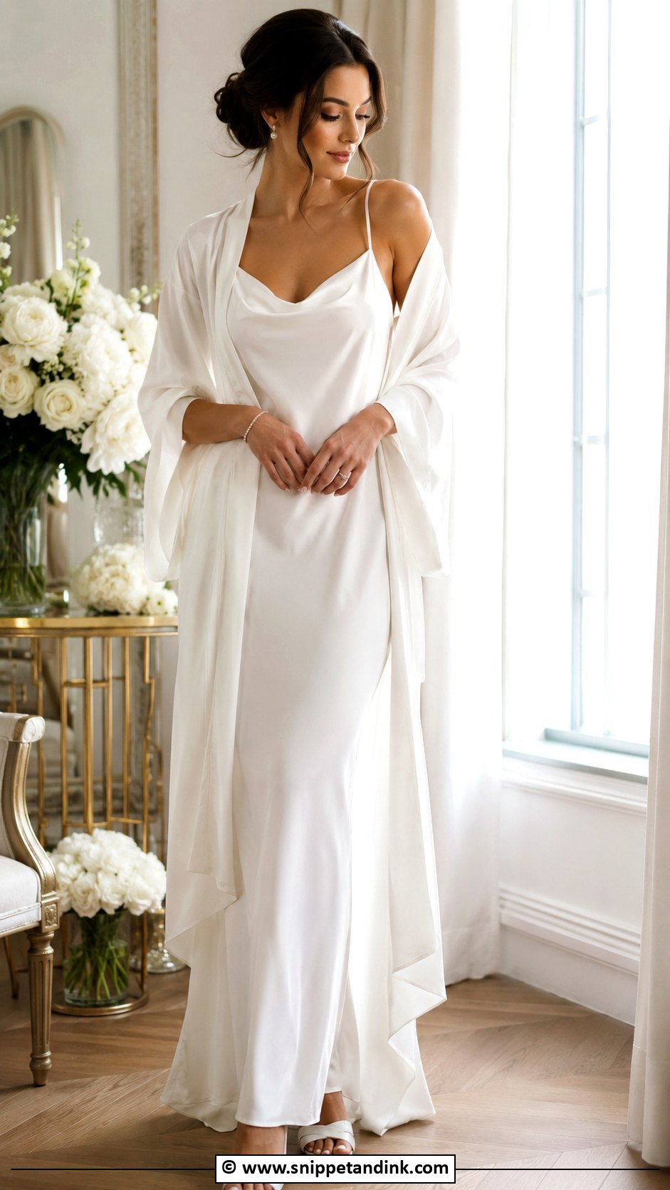 Bridal Slip Dress And Robe Outfit - Snippet and Ink - 30 Bridal Getting Ready Outfit Ideas