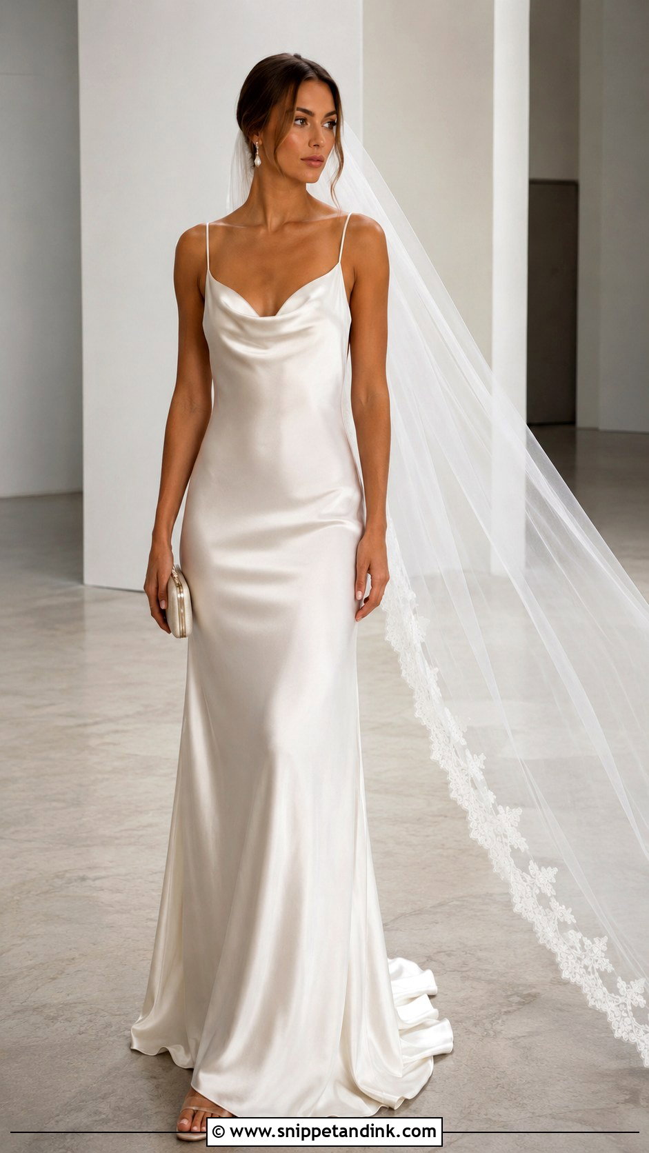Bridal Slip Dress And Veil Wedding Outfit - Snippet and Ink - 20 Unique Wedding Outfits