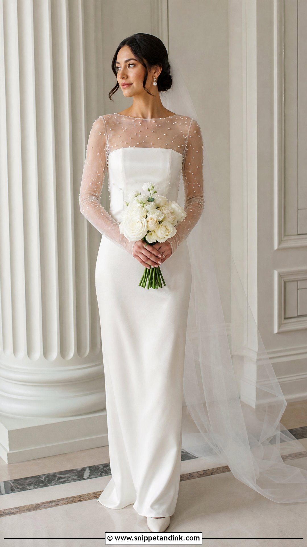 Bridal Slip Dress With Sheer Sleeves - Snippet and Ink - 20 Bridal Slip Dress Ideas