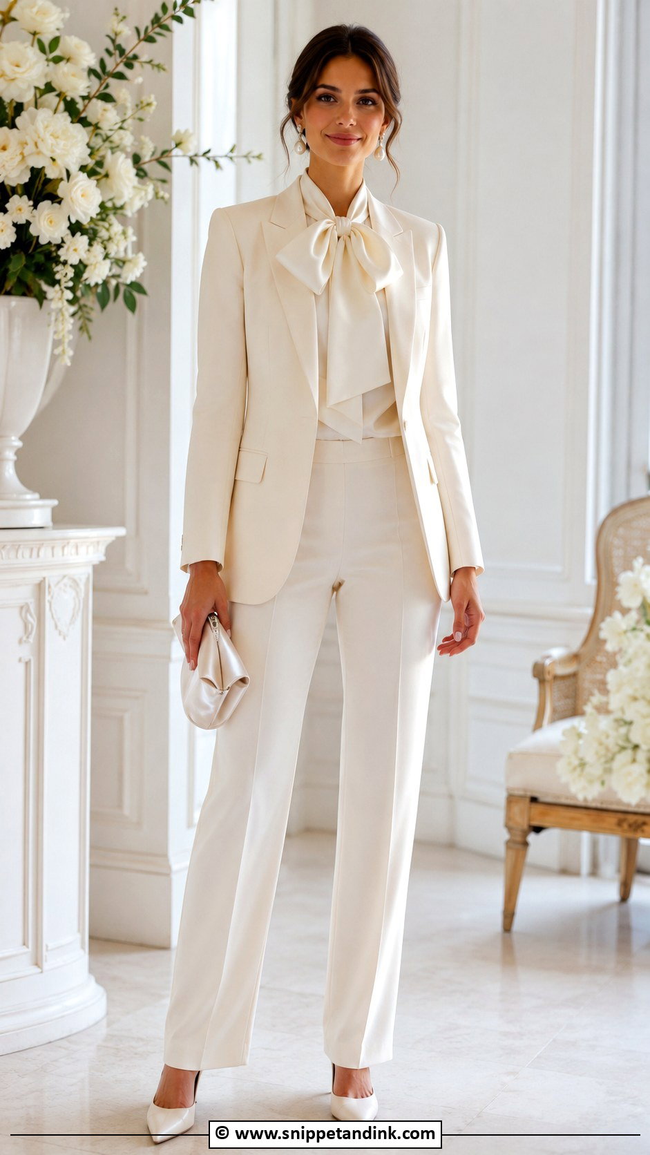 Bridal Suit With Bow Blouse - Snippet and Ink - 25 Bridal Suits for Women