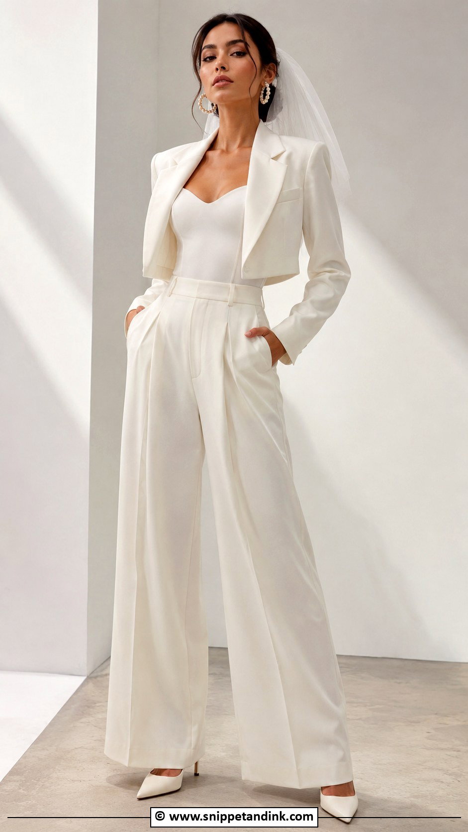 Bridal Suit With Cropped Blazer - Snippet and Ink - 30 Bridal Suit Ideas