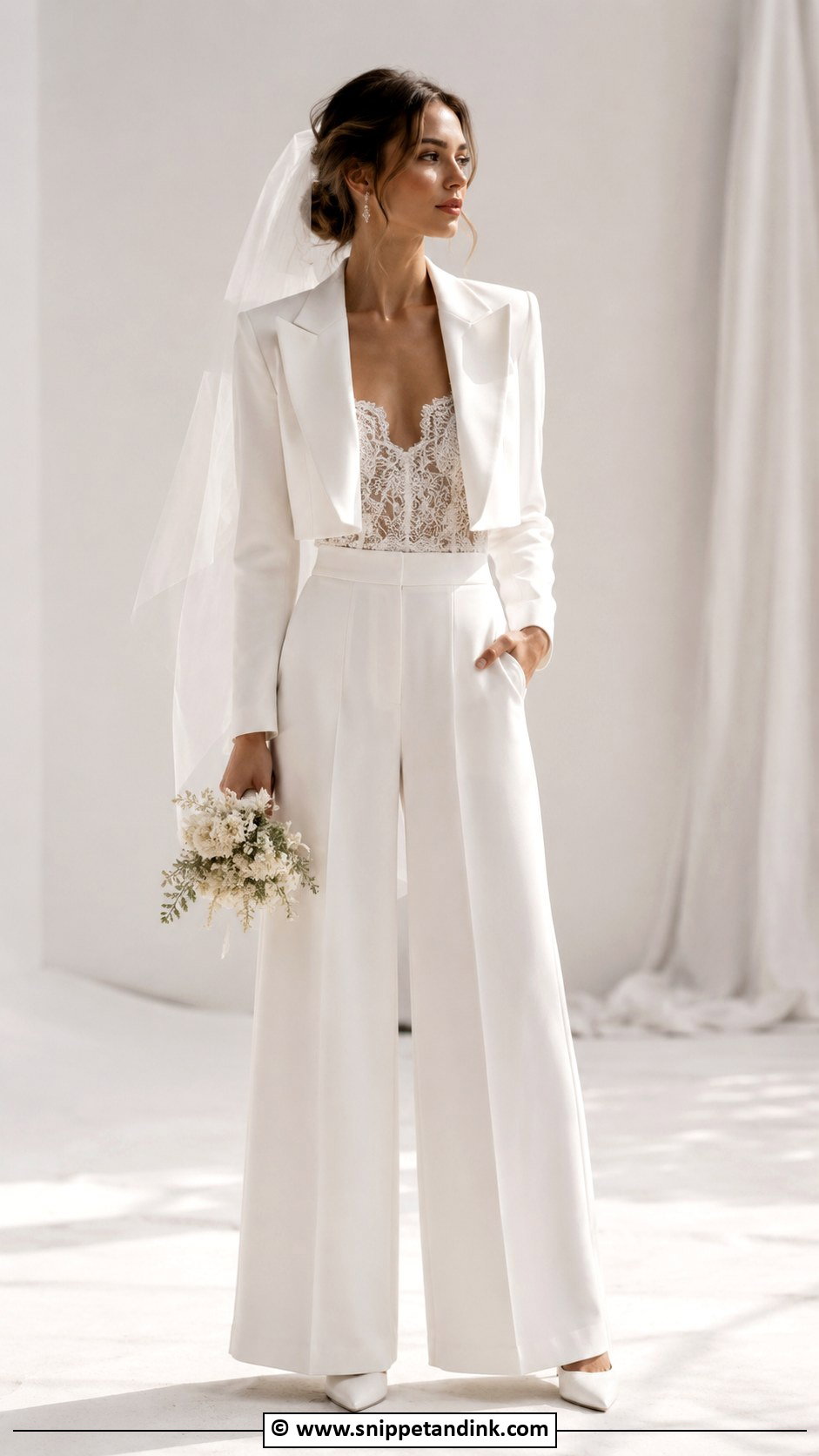 Bridal Suit With Cropped Blazer - Snippet and Ink - 25 Bridal Suits for Women