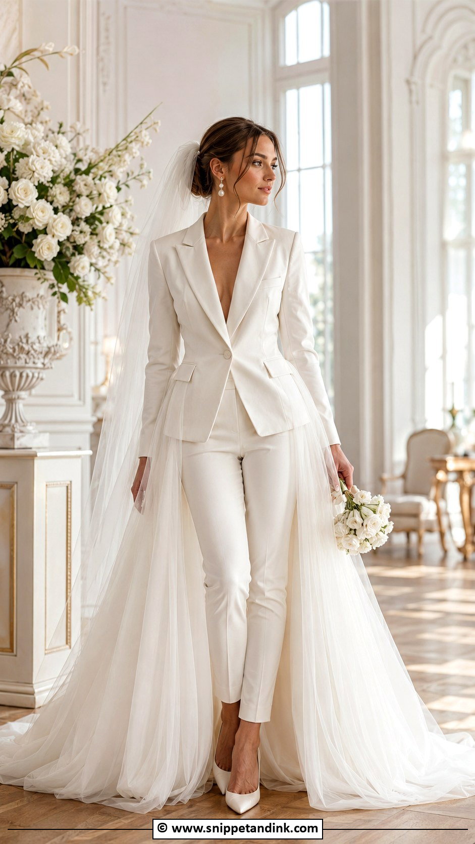 Bridal Suit With Detachable Overskirt - Snippet and Ink - 30 Bridal Suit Ideas