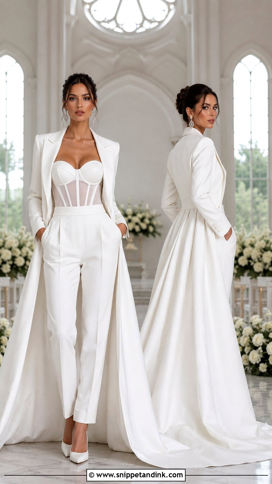 Bridal Suit With Detachable Train - Snippet and Ink - 20 Bride in Suit Ideas