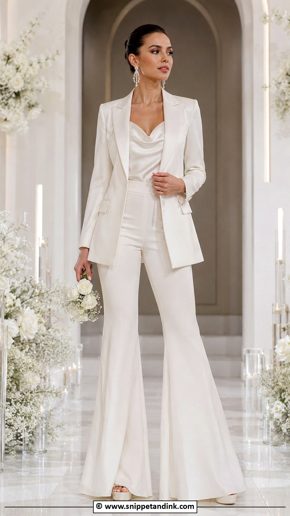 Bridal Suit With Flared Pants - Snippet and Ink - 30 Bridal Suit Ideas