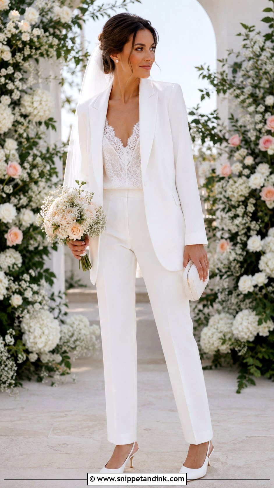 Bridal Suit With Lace Camisole - Snippet and Ink - 20 Bride in Suit Ideas